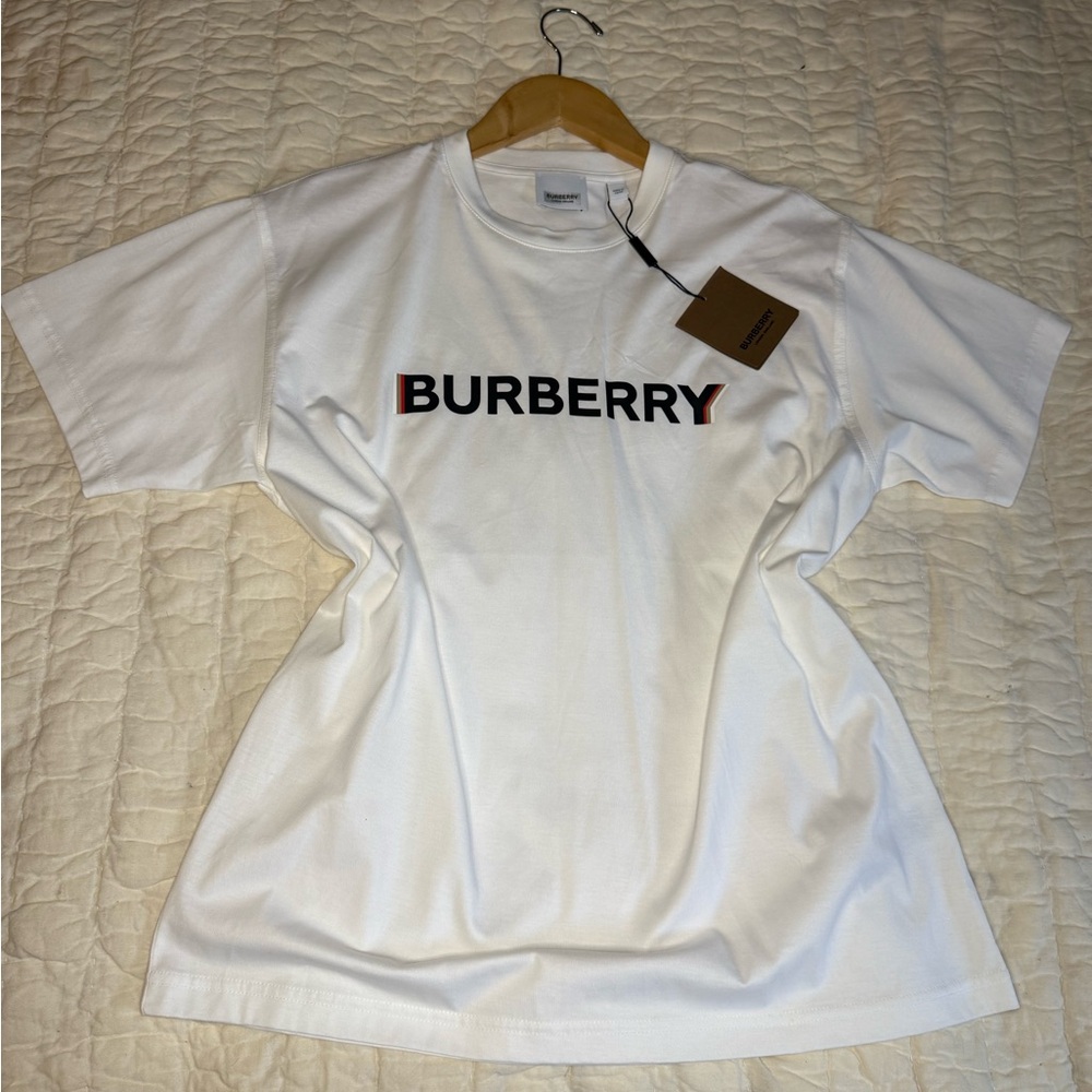 Burberry Logo Ladies White Crew Neck Tee